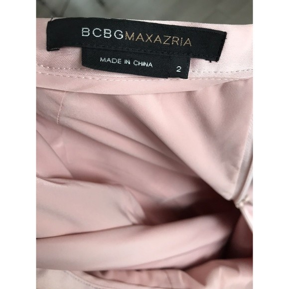 BCBG maxazria Pencil skirt pink blush 2 over knee Career dressy Lined Slit - Picture 7 of 9